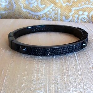 Michael Kors 🖤 Black Pavestone Black Plated Hard Bangle Cuff Bracelet